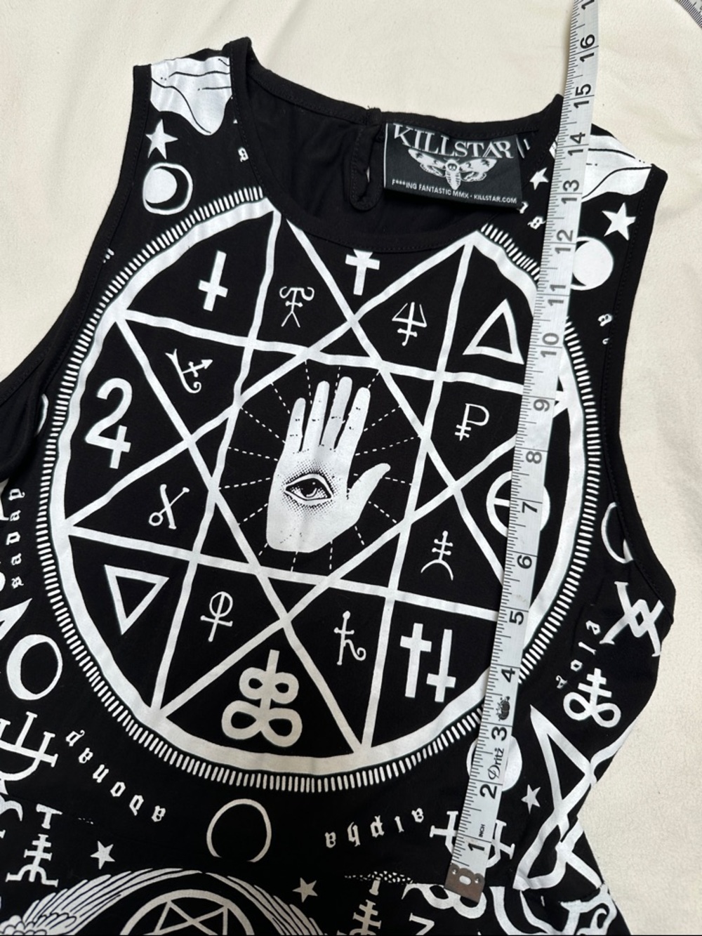 Killstar Black and White Occult Print Skater Dress - Picture 4 of 5